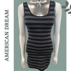 American Dream Scoop Neck Mini Dress | Stretchy Stripe Knit | Bodycon | Small